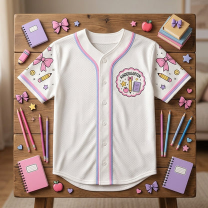 Personalized Kindergarten First Day Vibes Baseball Jersey - Custom Back to School Teacher & Student Gift