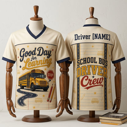 Personalized School Bus Driver Football Jersey - Custom Name Driver Crew Gift
