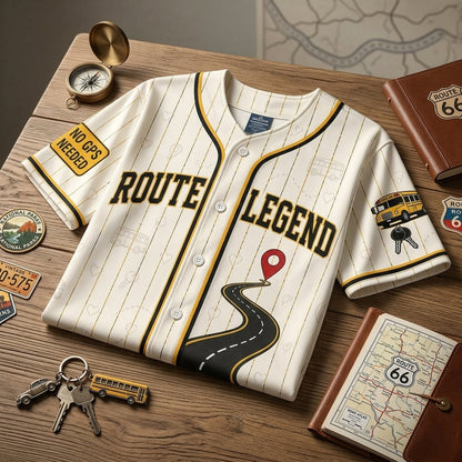 Personalized School Bus Driver Baseball Jersey - Custom Name & Number Route Legend Driver Shirt