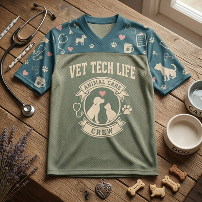 Personalized Vet Tech Life Animal Care Crew Football Jersey - Custom Name Veterinary Professional Gift - football jersey product view 4