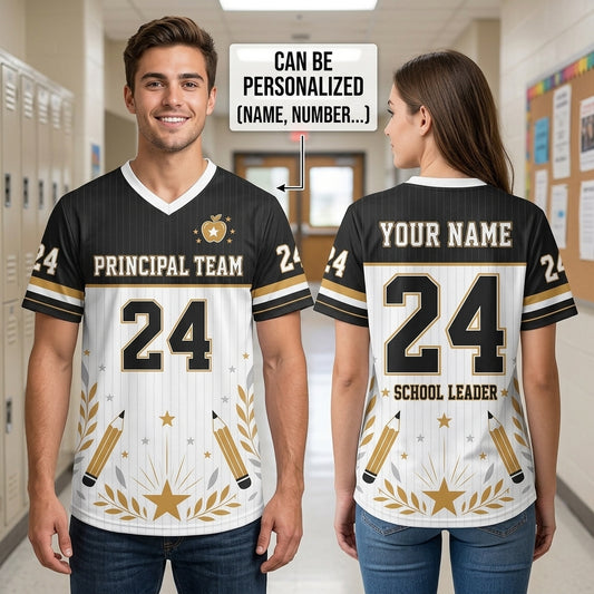 Personalized Principal Team Mesh Football Jersey - Custom School Leader Name Jersey for Educators