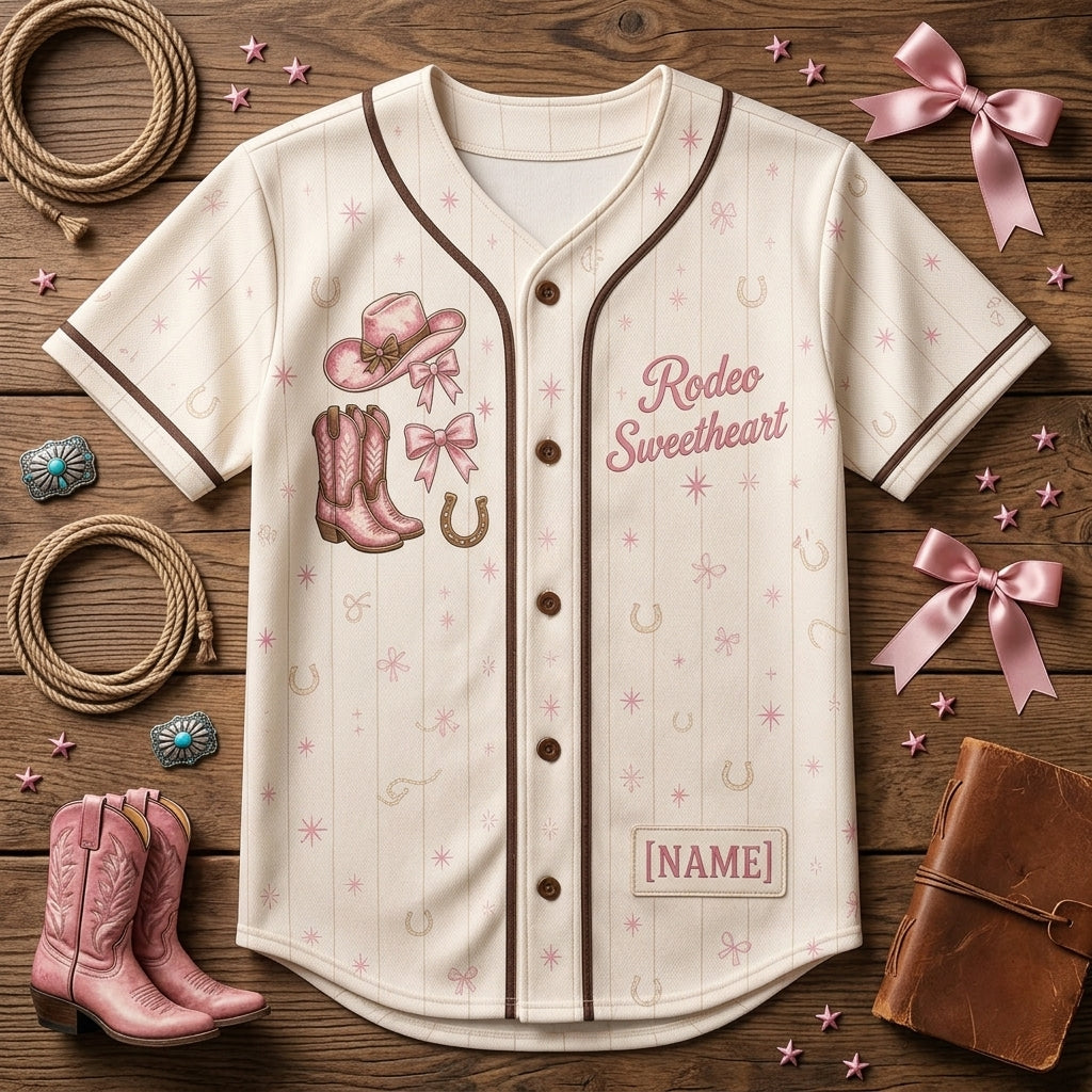 Personalized Pink Cowgirl Club Baseball Jersey - Custom Name Rodeo Sweetheart Western Outfit for Women