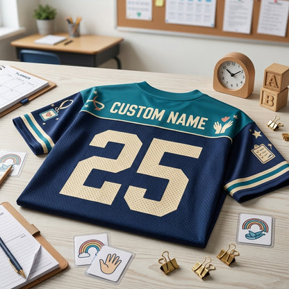 Personalized IEP Support Crew SPED Para Team Football Jersey - Custom Name & Number Teacher Gift - football jersey product view 5