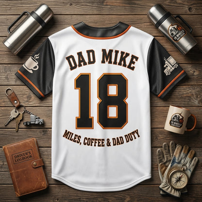 Personalized Trucker Dad Baseball Jersey - Custom Name & Number Long Haul Trucking Gift