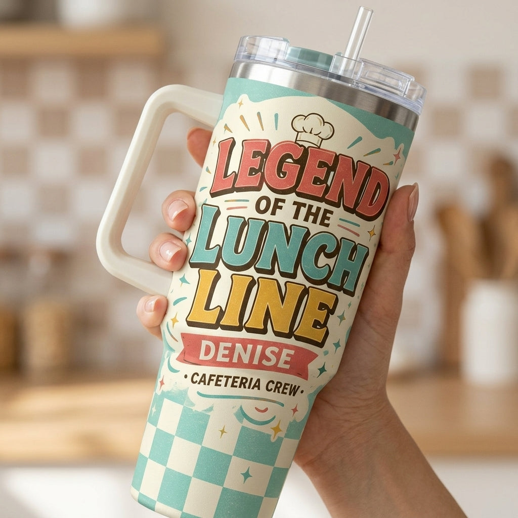 Personalized Legend of the Lunch Line 40oz Tumbler - Custom Name Cafeteria Crew Gift