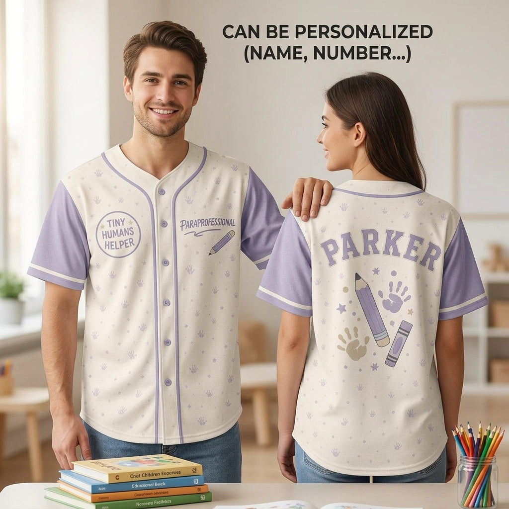 Personalized Paraprofessional Baseball Jersey - Custom Tiny Humans Helper Teacher Appreciation Gift