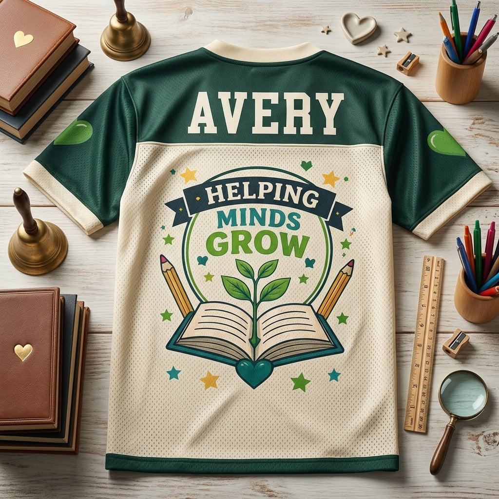 Personalized Paraprofessional Football Jersey - Custom Name Helping Minds Grow Teacher Gift