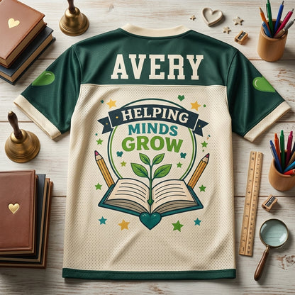 Personalized Paraprofessional Football Jersey - Custom Name Helping Minds Grow Teacher Gift