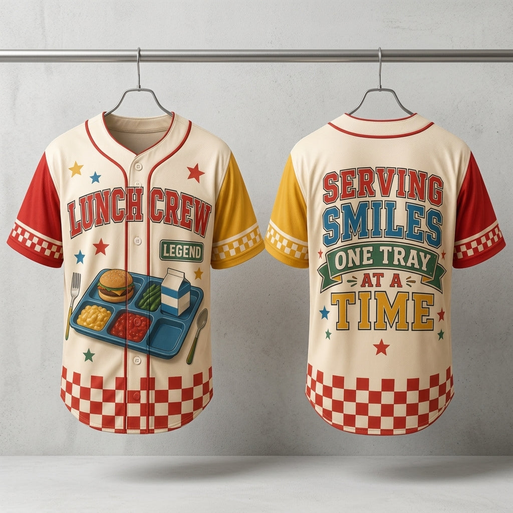 Personalized Lunch Crew Legend Baseball Jersey - Custom Cafeteria Worker Gift for School Lunch Lady