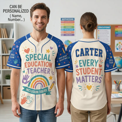 Personalized Special Education Teacher Baseball Jersey Inclusion Squad Custom Name SPED Gift