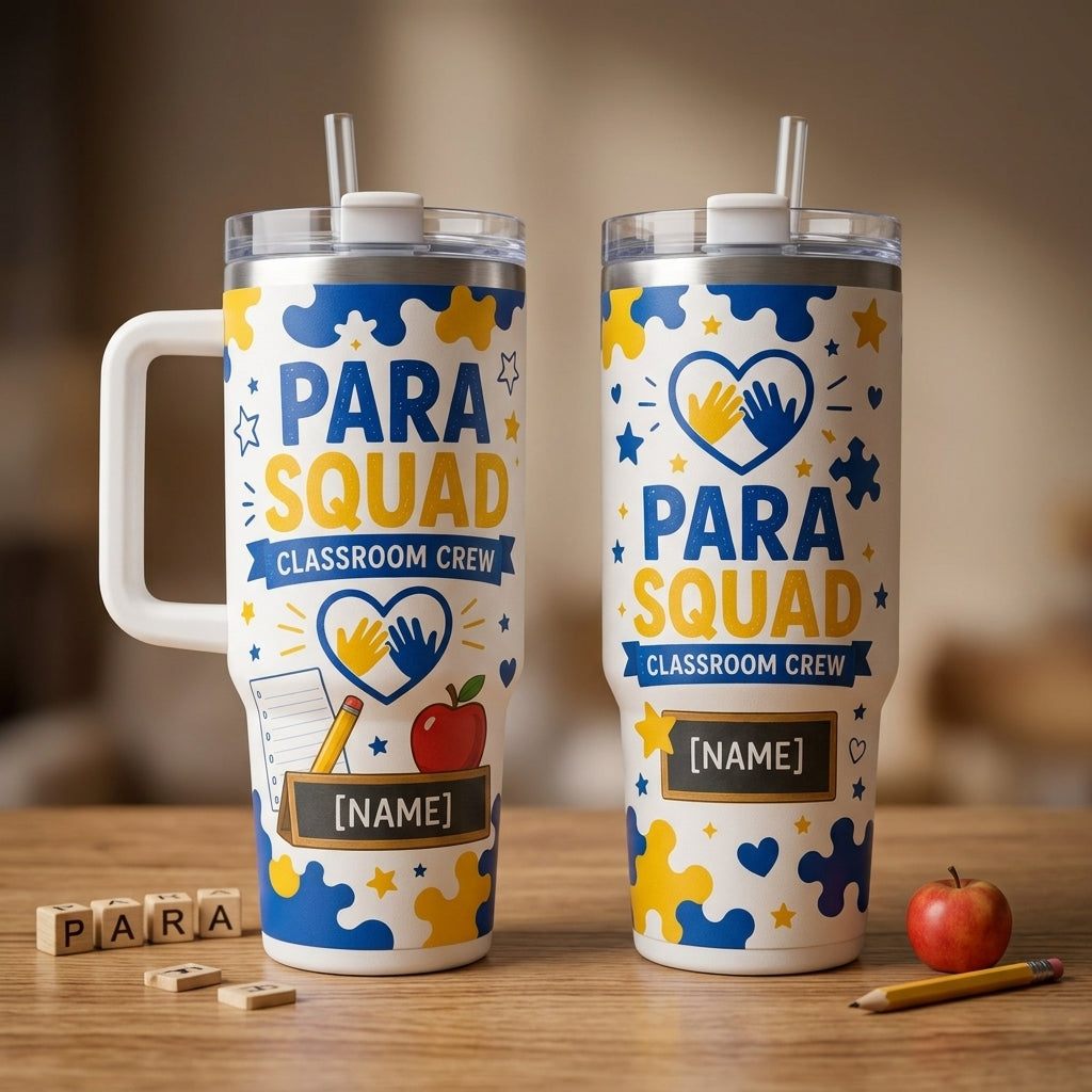 Personalized Para Squad Classroom Crew 40oz Tumbler with Handle - Custom Name Paraprofessional Gift product view 2