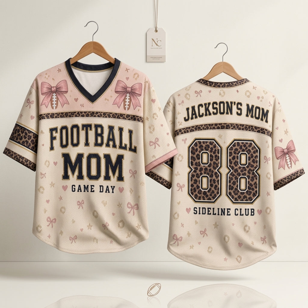 Personalized Football Mom Baseball Jersey - Custom Name and Number Sideline Club Game Day Outfit
