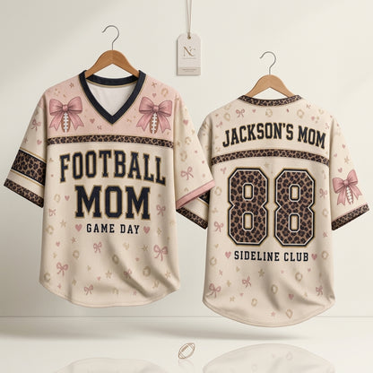 Personalized Football Mom Baseball Jersey - Custom Name and Number Sideline Club Game Day Outfit