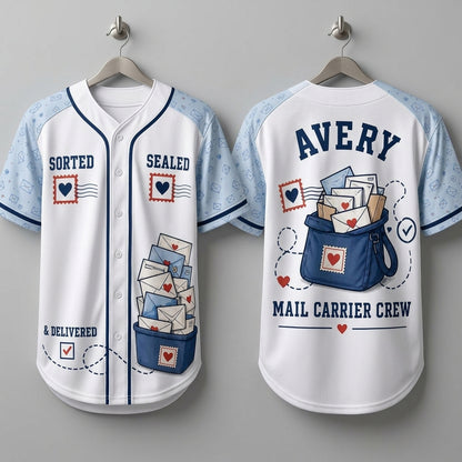 Personalized Mail Carrier Crew Baseball Jersey - Custom Name Postal Worker Gift for Men & Women