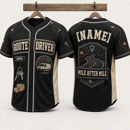 Personalized Route Driver Baseball Jersey - Custom Name Delivery Professional Gift Shirt - baseball jersey product view 3