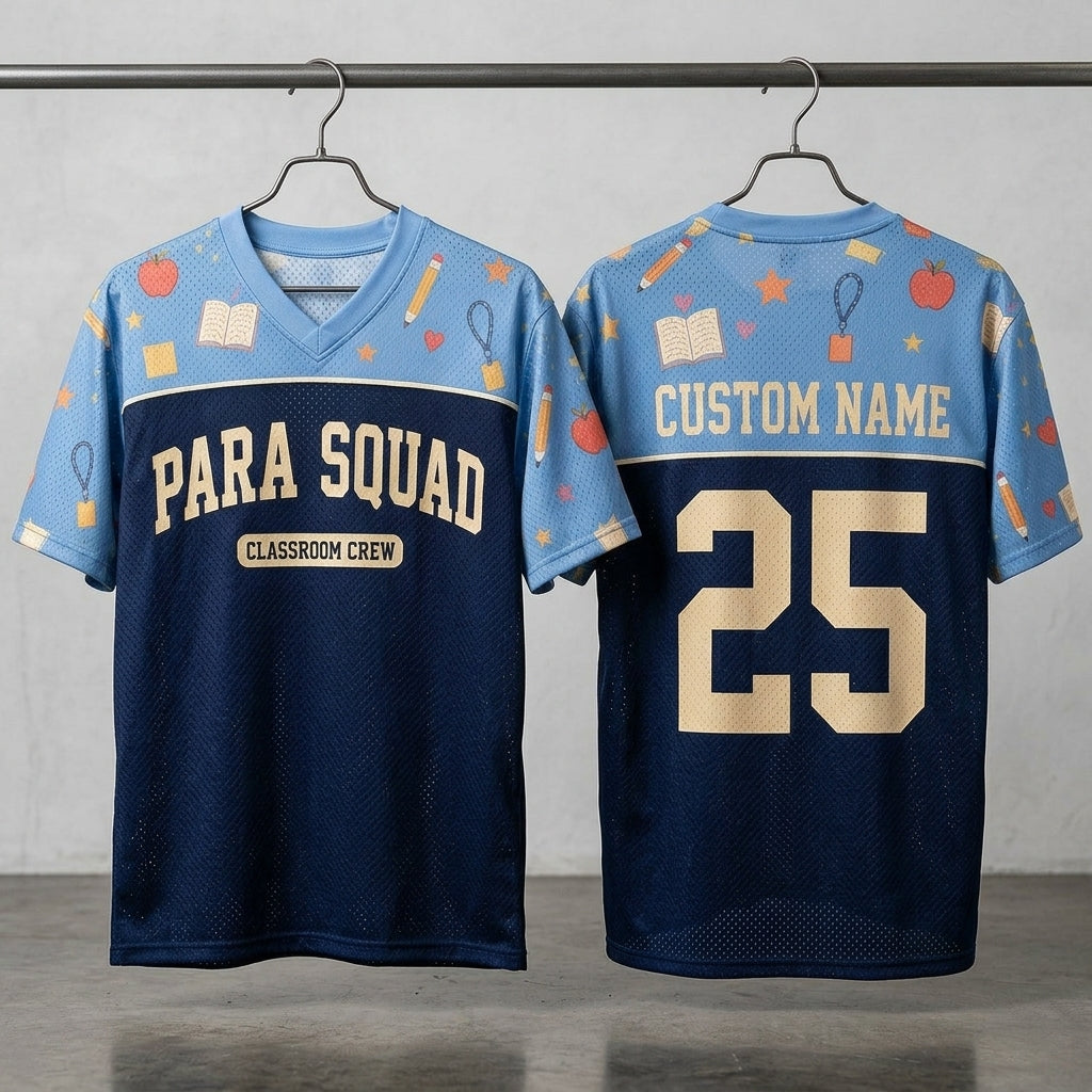 Personalized Para Squad Football Jersey - Custom Name & Number Classroom Crew Mesh Sports Shirt - football jersey product view 3