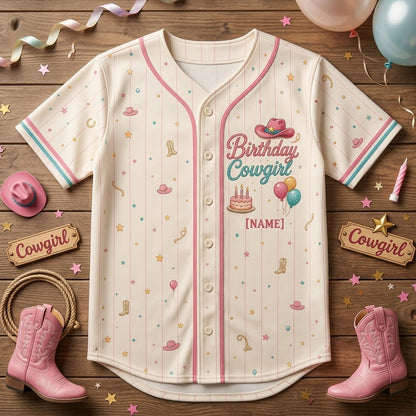 Personalized Rodeo Birthday Girl Baseball Jersey - Custom Name Cowgirl Western Theme Birthday Shirt