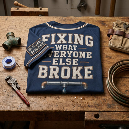 Personalized Plumber Baseball Jersey - Funny Problem Solver Fixing What Everyone Else Broke Custom Name Trade Shirt
