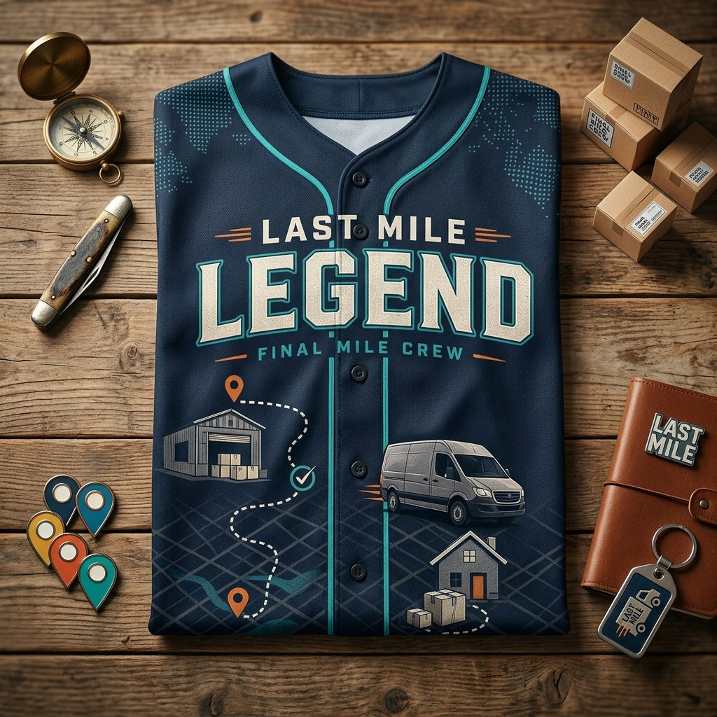 Personalized Last Mile Legend Baseball Jersey - Custom Name Delivery Driver Uniform for Couriers & Logistics Crew