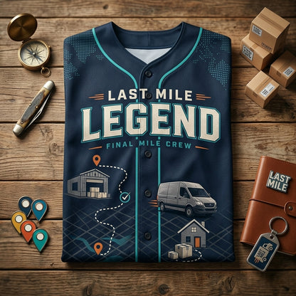 Personalized Last Mile Legend Baseball Jersey - Custom Name Delivery Driver Uniform for Couriers & Logistics Crew