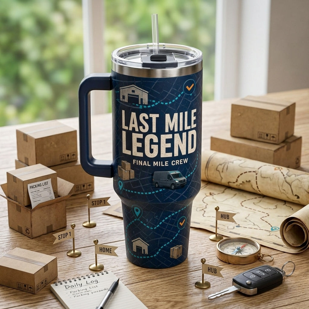 Personalized Last Mile Legend Delivery Driver 40oz Tumbler with Handle - Custom Name & Route