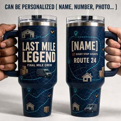 Personalized Last Mile Legend Delivery Driver 40oz Tumbler with Handle - Custom Name & Route