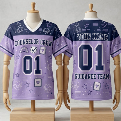 Personalized Counselor Crew Mesh Football Jersey - Custom Name Guidance Team School Apparel