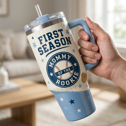 Personalized Baseball Mom 40oz Tumbler with Handle - Custom Name Rookie Crew First Season Gift