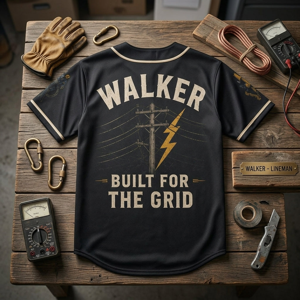 Personalized Line Life Lineman Baseball Jersey - Custom Name Electrician Apparel, Built For The Grid