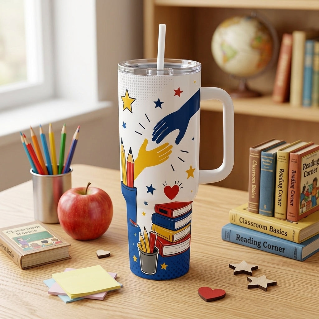 Personalized Small Group Hero Parapro Crew 40oz Tumbler with Handle - Custom Name Gift for Teacher Assistants