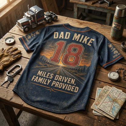 Personalized Long Haul Hero Dad Baseball Jersey - Custom Name and Number Trucker Gift