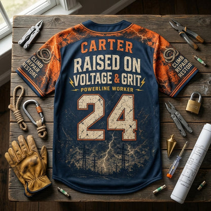 Personalized Lineman Storm Crew Baseball Jersey - Custom Name & Number Powerline Worker Gift