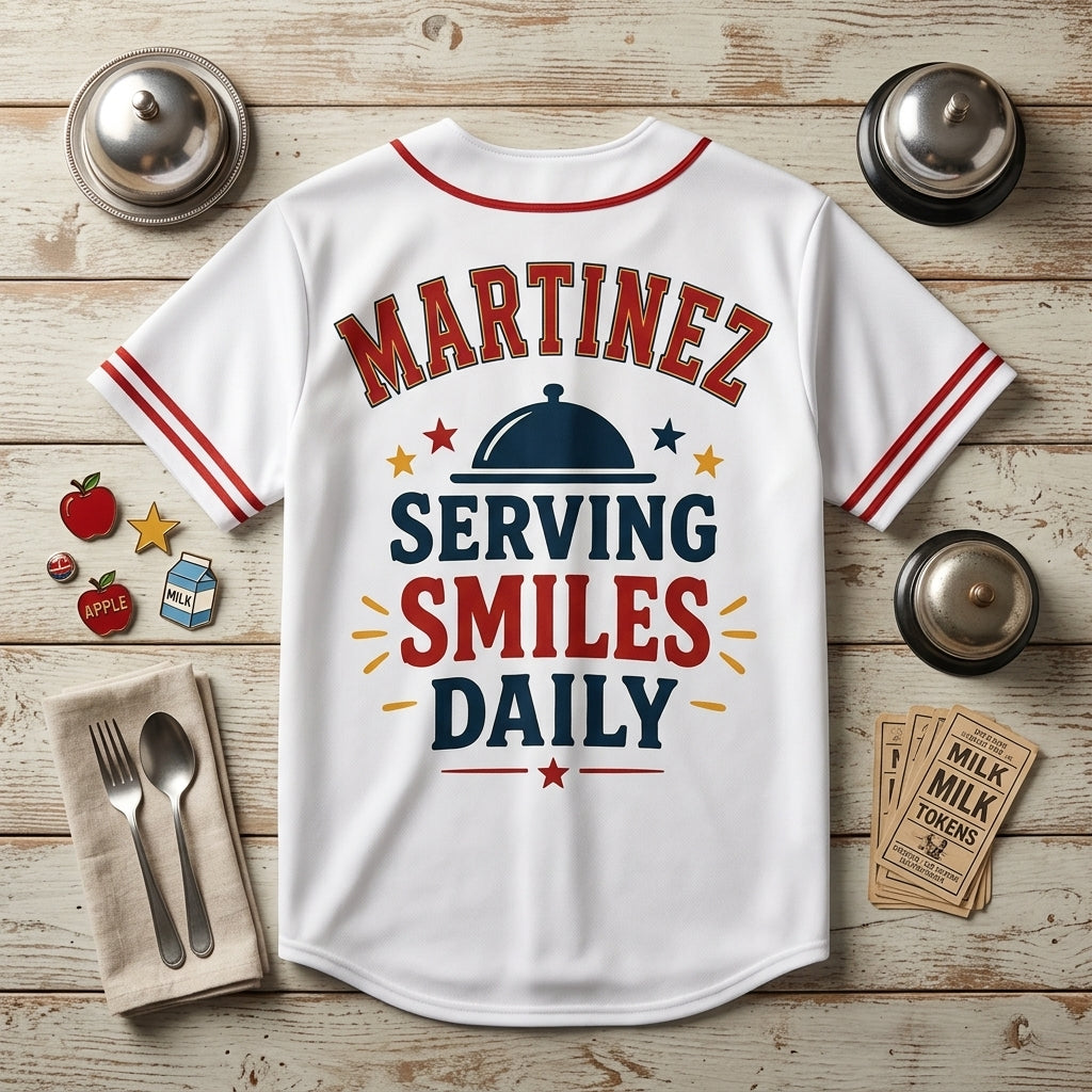 Personalized Lunch Hero Baseball Jersey - Custom Name Gift for School Cafeteria Workers & Staff