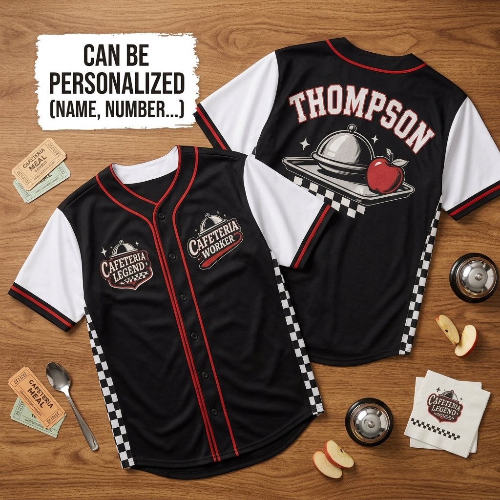 Personalized Cafeteria Worker Baseball Jersey - Custom Name Legend School Lunch Staff Gift Athletic Shirt