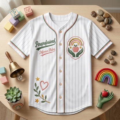 Personalized Paraprofessional Difference Maker 24/7 Baseball Jersey - Custom Educator Appreciation Gift