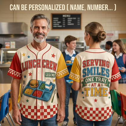 Personalized Lunch Crew Legend Baseball Jersey - Custom Cafeteria Worker Gift for School Lunch Lady