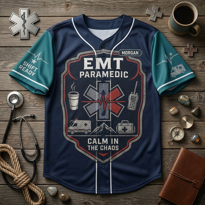 Personalized EMT Paramedic Baseball Jersey - Custom Name Emergency Medical Crew Gift for First Responders