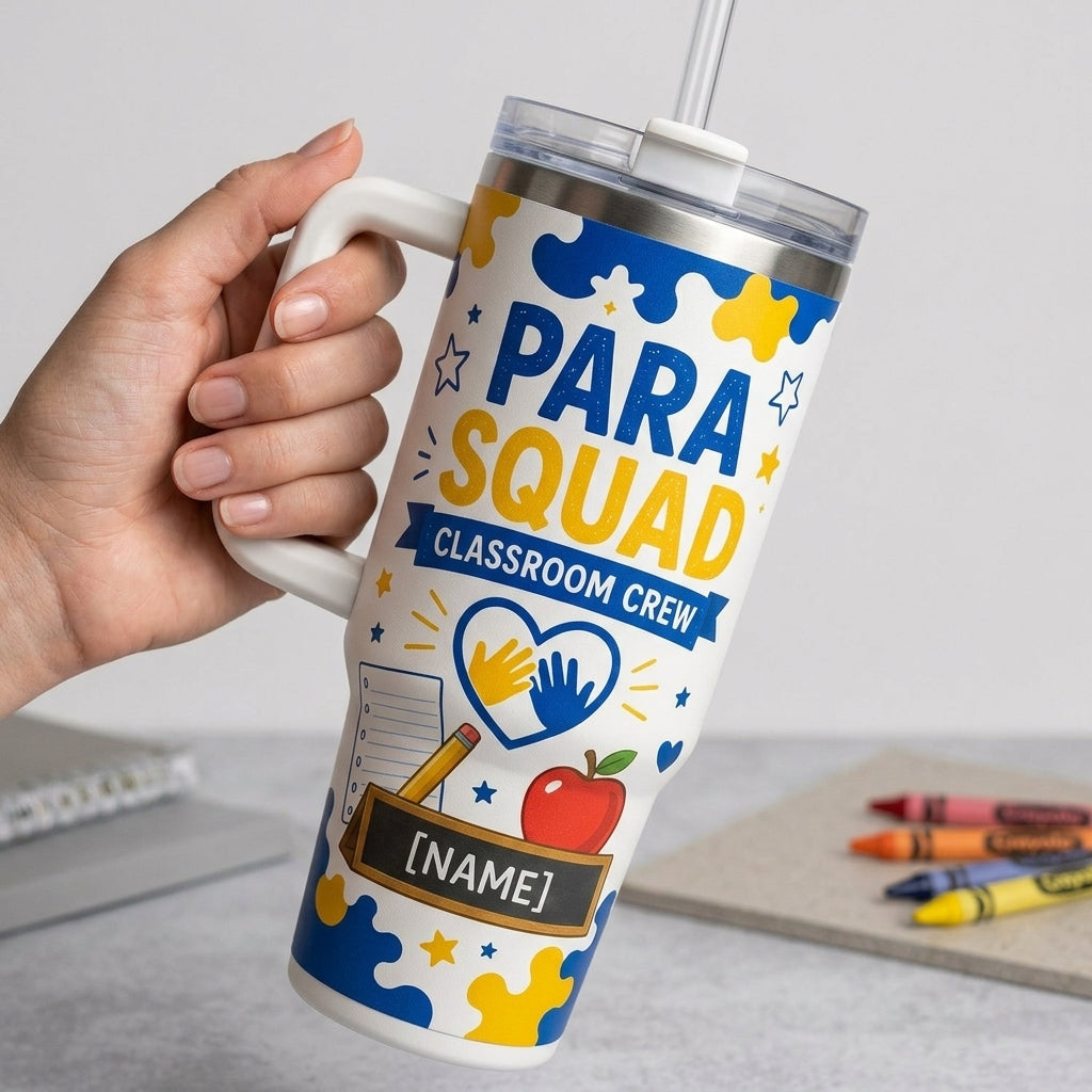 Personalized Para Squad Classroom Crew 40oz Tumbler with Handle - Custom Name Paraprofessional Gift product view 4