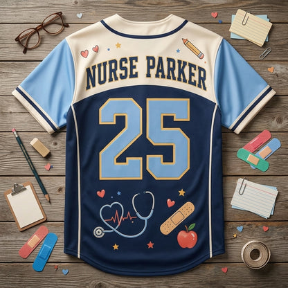 Personalized School Nurse Baseball Jersey - Custom Name & Number Nurse Office MVP Athletic Shirt