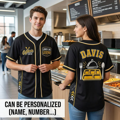 Personalized Cafeteria Crew Baseball Jersey - Custom Name Lunch Line Legend Staff Shirt