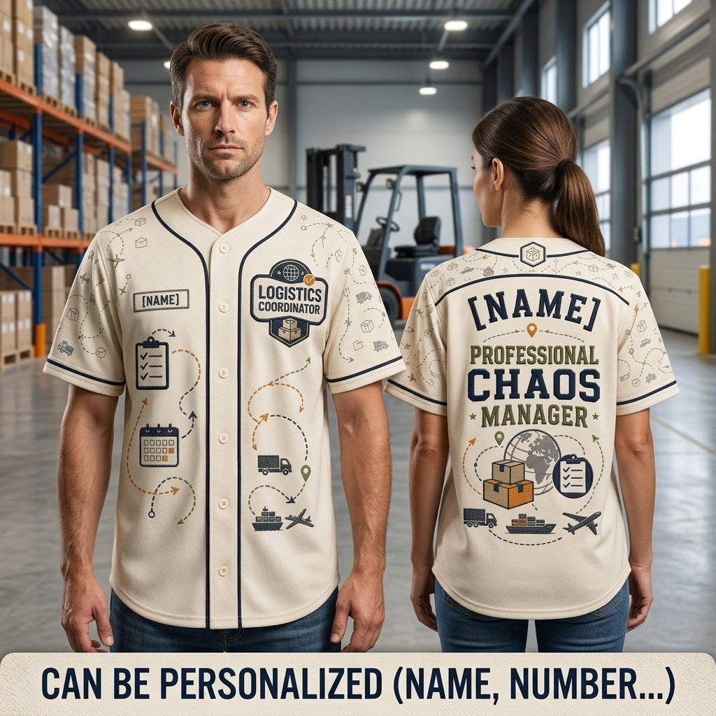 Personalized Logistics Coordinator Baseball Jersey - Custom Name Professional Chaos Manager Supply Chain Gift - baseball jersey product view 2