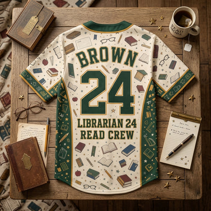 Personalized Library Team Baseball Jersey - Custom Name & Number Librarian Shirt - Book Lover Read Crew Apparel
