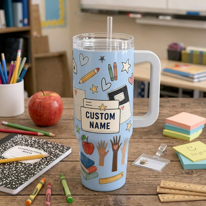 Personalized Para Squad 40oz Tumbler with Handle - Custom Name Paraprofessional Gift