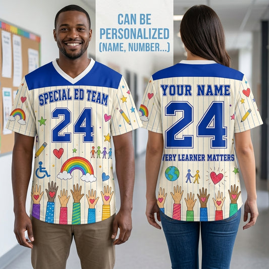 Personalized Special Ed Team Mesh Football Jersey - Custom Name & Number Teacher Gift - Every Learner Matters