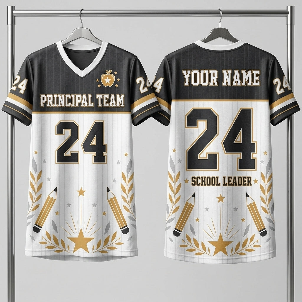 Personalized Principal Team Mesh Football Jersey - Custom School Leader Name Jersey for Educators