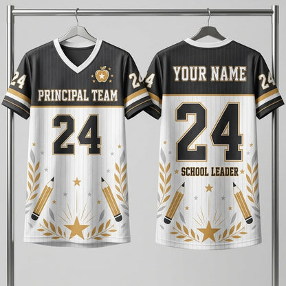 Personalized Principal Team Mesh Football Jersey - Custom School Leader Name Jersey for Educators