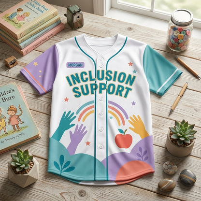 Personalized Inclusion Support Baseball Jersey - Custom Name Every Learner Matters Special Ed Teacher Gift