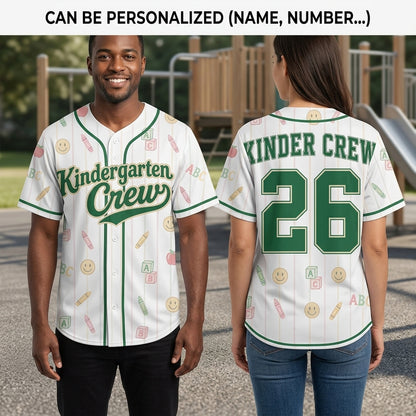 Kindergarten Crew Personalized Baseball Jersey - Custom Teacher & Student School Spirit Shirt