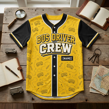 Personalized Bus Driver Crew Baseball Jersey - Custom Name & Year School Spirit Apparel