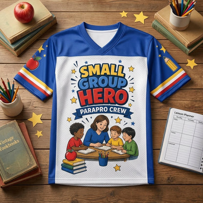 Personalized Small Group Hero Parapro Crew Teacher Football Jersey - Custom Name Educational Gift